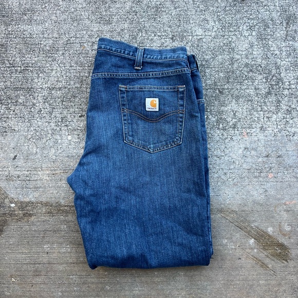 Men's Carhartt Denim Straight Relaxed Fit Leg Pants (Size - 40X30) - Picture 4 of 5